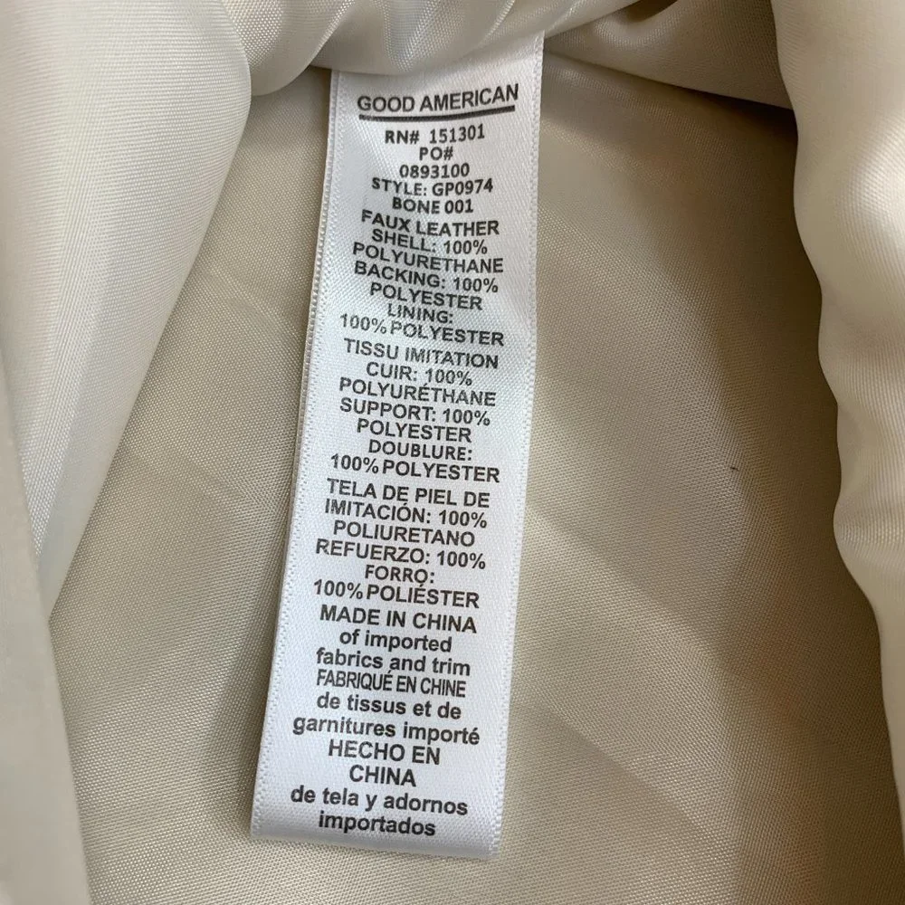 Good American Better Than Leather Faux Leather Shacket Bone Size 3/4=L/XL NWT - Picture 13 of 16